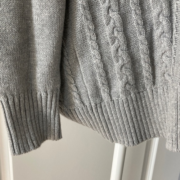 Talbots 1X Gray V-Neck Cable Knit Sweater NWT - Picture 4 of 11